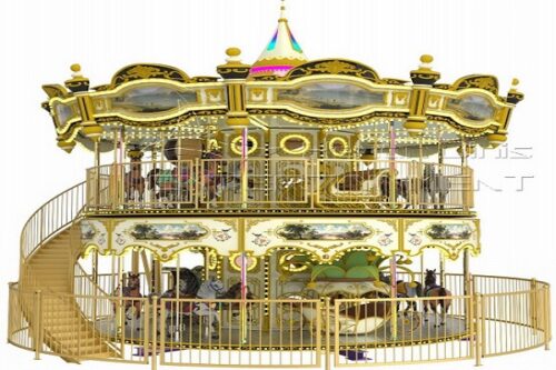 Double deck carousel fun fair rides for sale